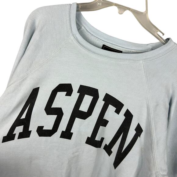 Evereve Retro Brand Long Sleeve Blue Aspen Graphic Crew Neck Sweatshirt - Picture 4 of 7